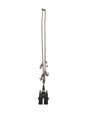 Disney Parks Cinderella Castle Charm Necklace Gold Tone Crystal & Sword Accents